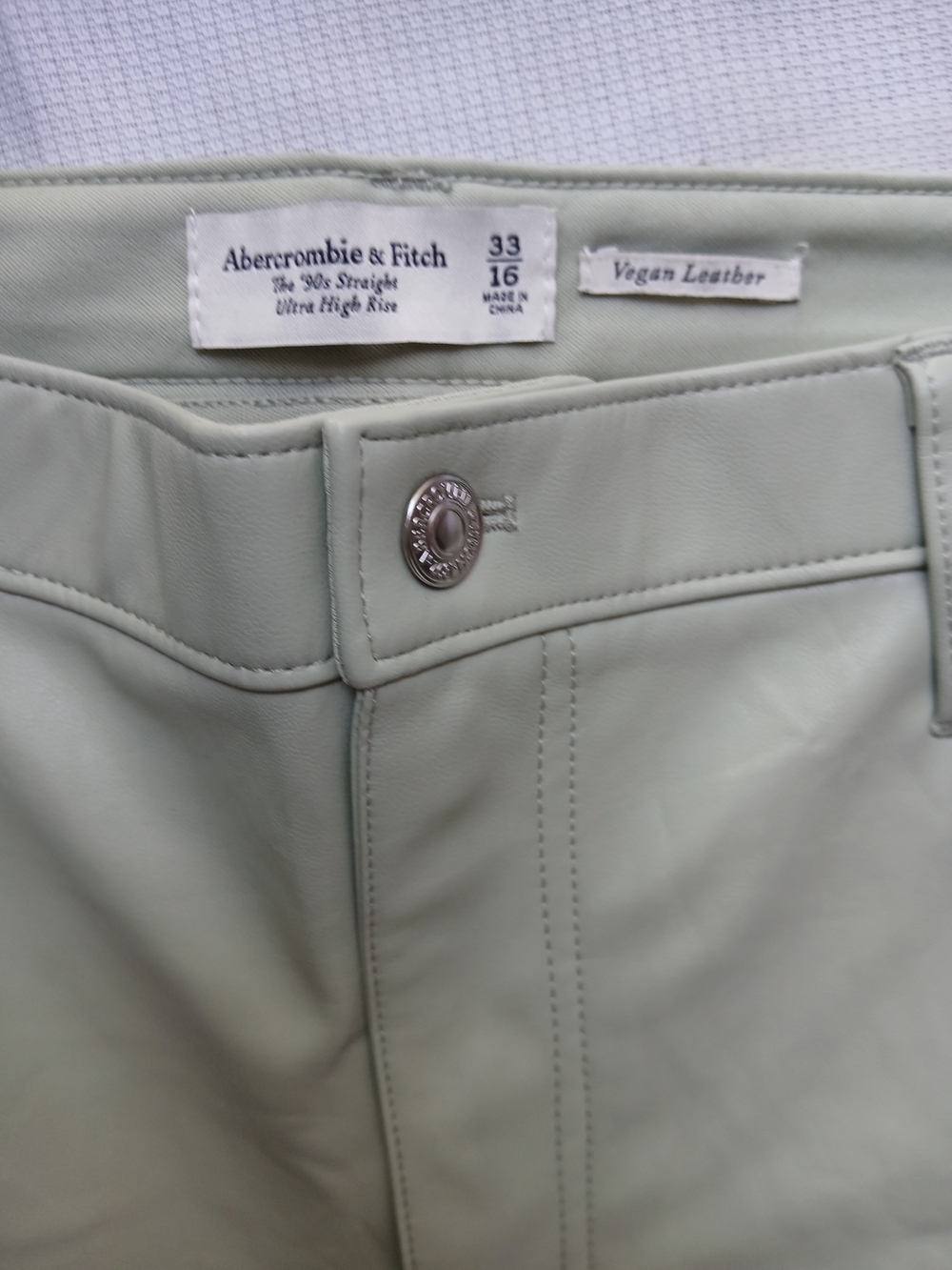 Abercrombie & Fitch Light Beige Leather-Look Pants - Picture 2 of 5